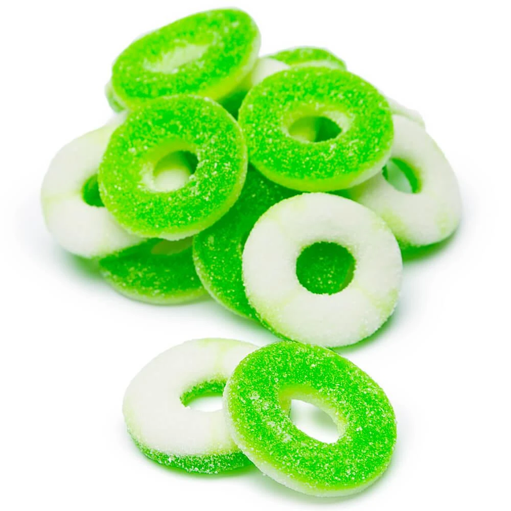 Trolli Apple O's Green Apple Gummy Rings Candy: 3LB Box 3 Trolli Apple O's Green Apple Gummy Rings Candy: 3LB Box