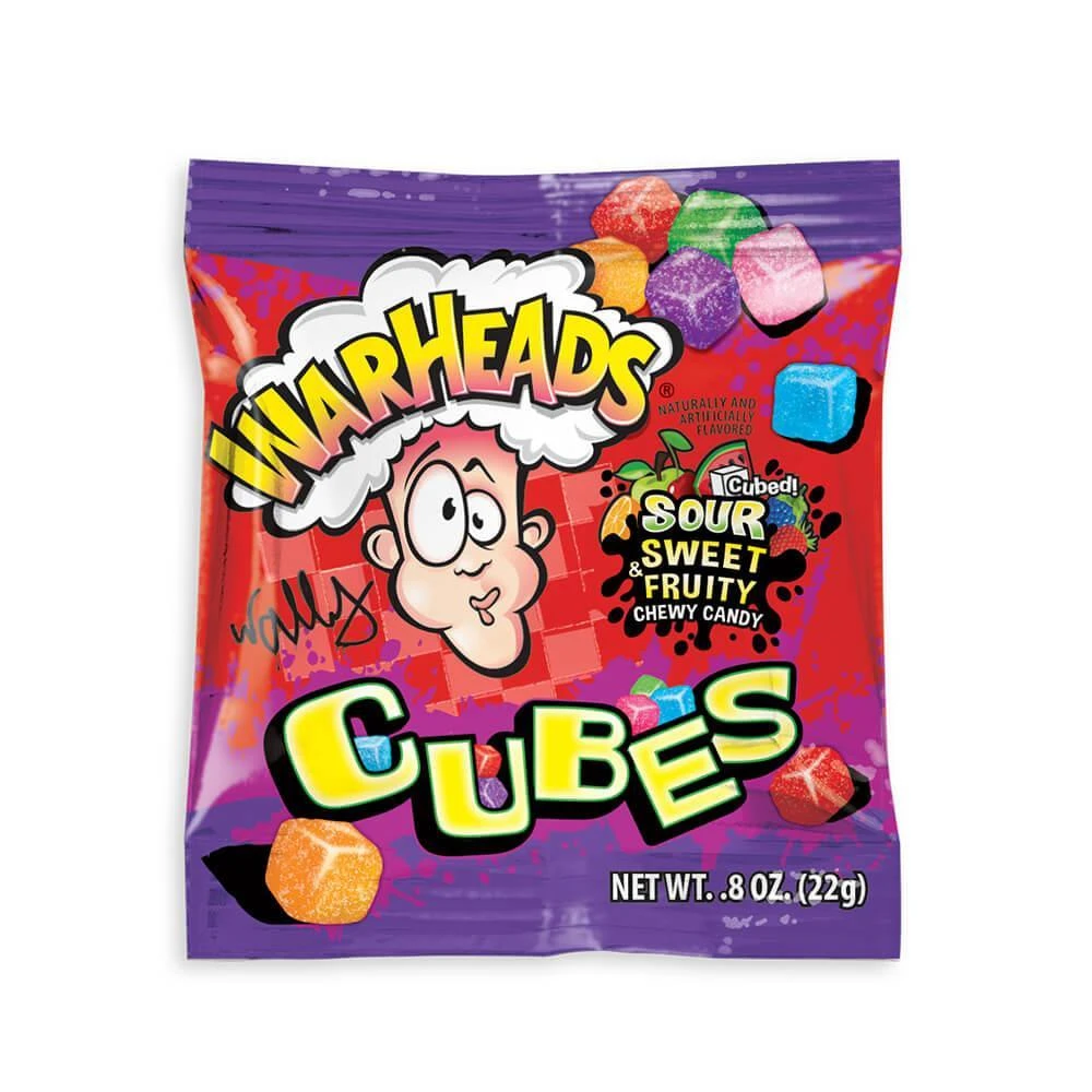 WarHeads Sour Chewy Cubes Candy Packs: 42-Piece Box 3 WarHeads Sour Chewy Cubes Candy Packs: 42-Piece Box